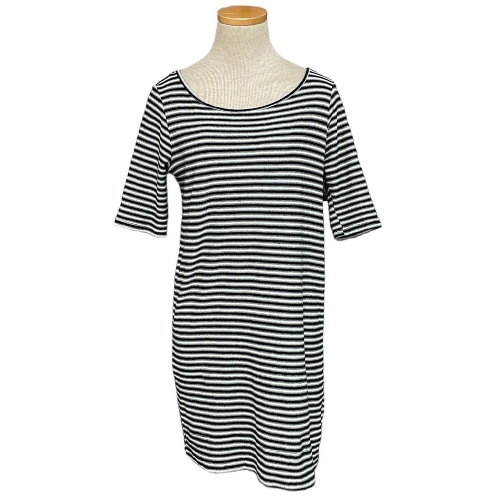 We The Free Sweater Dress Women's Small Black White Striped Open Back Shift